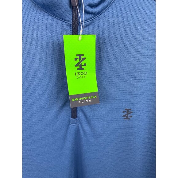 Izod Golf Swingflex Elite Quick-Dry Blue 1/4-Zip Pullover Mens Size M - Picture 4 of 9
